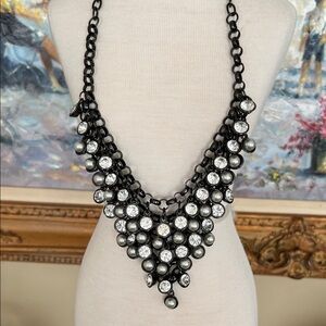 Elegant Black and Silver Statement Necklace
